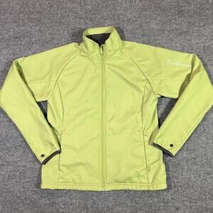 Salomon Softshell Jacket Womens Small Green Fleece Lined Full Zip Hiking Outdoor